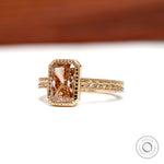 Victorian wedding ring with pink diamond center stone, vintage engraved band and 18k gold craftsmanship