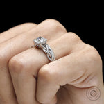 14k white gold toi et moi engagement ring with round lab grown diamond or moissanite and custom story inspired design