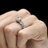 14k white gold toi et moi engagement ring with round lab grown diamond or moissanite and custom story inspired design