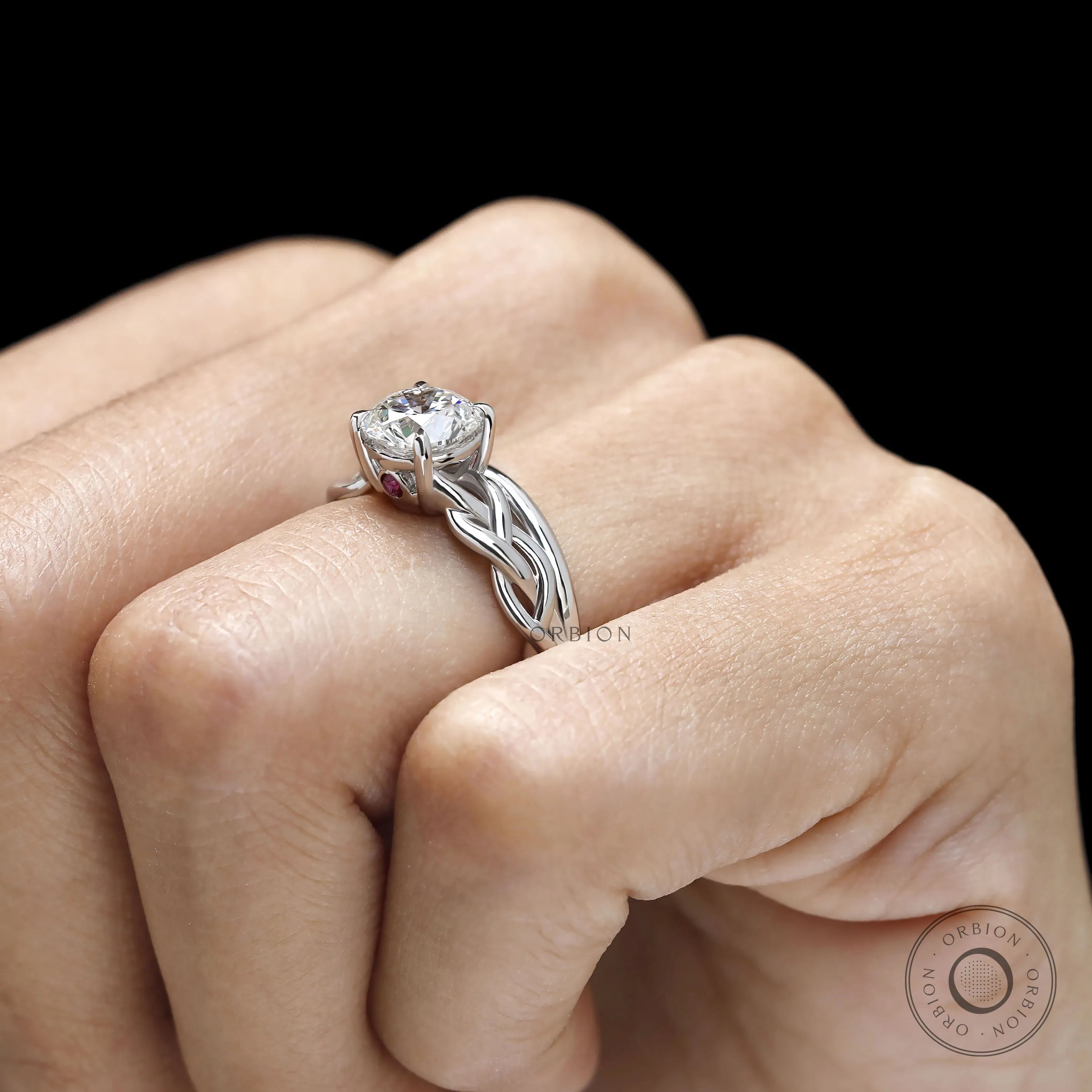 14k white gold toi et moi engagement ring with round lab grown diamond or moissanite and custom story inspired design