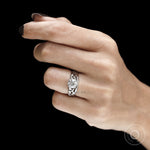Personalized birthstone toi et moi ring featuring round cut stones, mixed band design