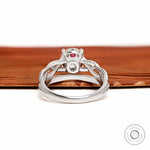 Personalized two stone engagement ring with round lab diamond or moissanite birthstones in 14k white gold 