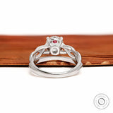 Personalized two stone engagement ring with round lab diamond or moissanite birthstones in 14k white gold 