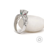 Elegant custom toi et moi ring featuring round lab grown diamonds or moissanite with braided and straight band design