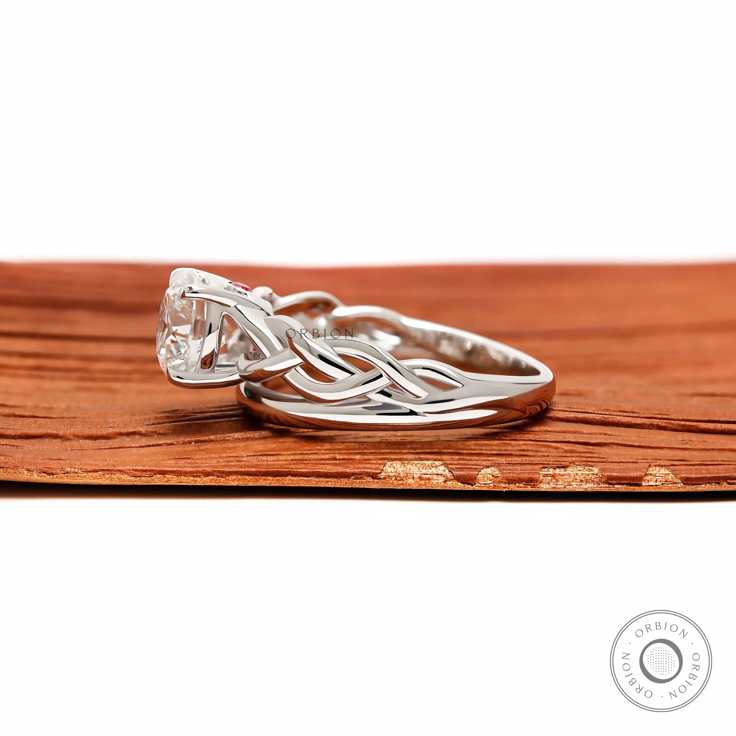 Toi et moi ring with round gemstones, custom engagement design and braided & straight shank in yellow gold