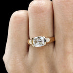 East west elongated cushion moissanite chunky signet ring in 14k yellow gold