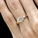 Statement chunky signet engagement ring with elongated cushion moissanite