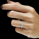 Romantic heart and emerald cut moissanite engagement ring in 14k gold