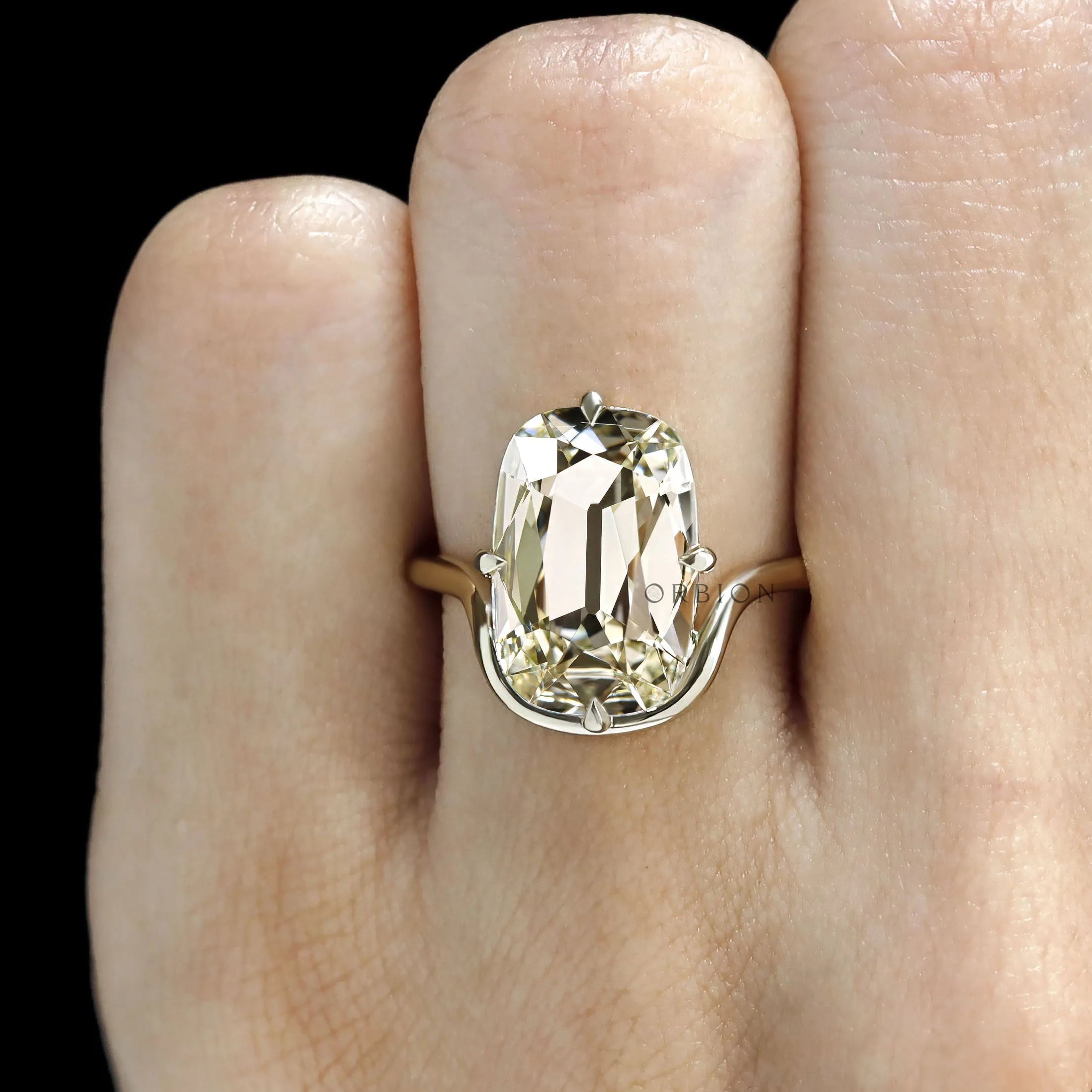 Fine Jewelry Bypass Lab Diamond Ring with 4 Ct Shallow Cut OMC Stone