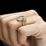 Compass Setting Lab Diamond Ring with Elongated Cushion Cut in Gold