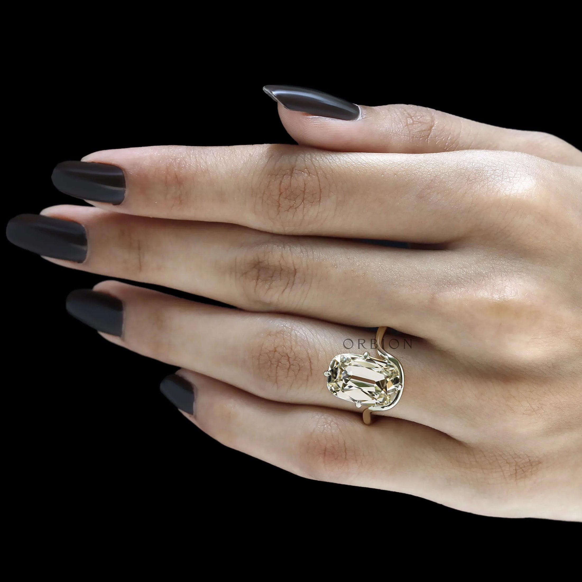 Elegant 4 Ct OMC Shallow Cut Lab Diamond Ring in 14k Yellow Gold
