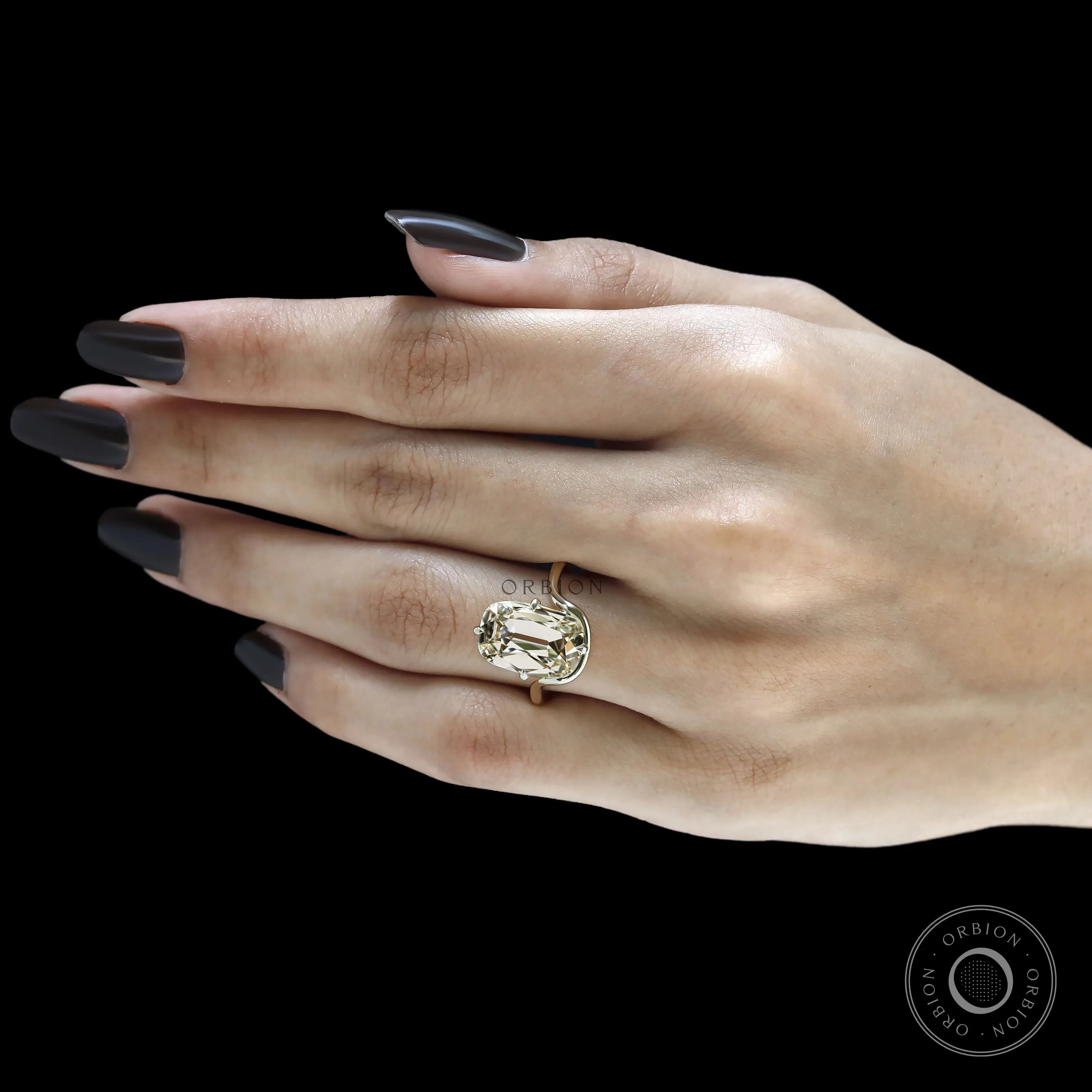 Elegant 4 Ct OMC Shallow Cut Lab Diamond Ring in 14k Yellow Gold