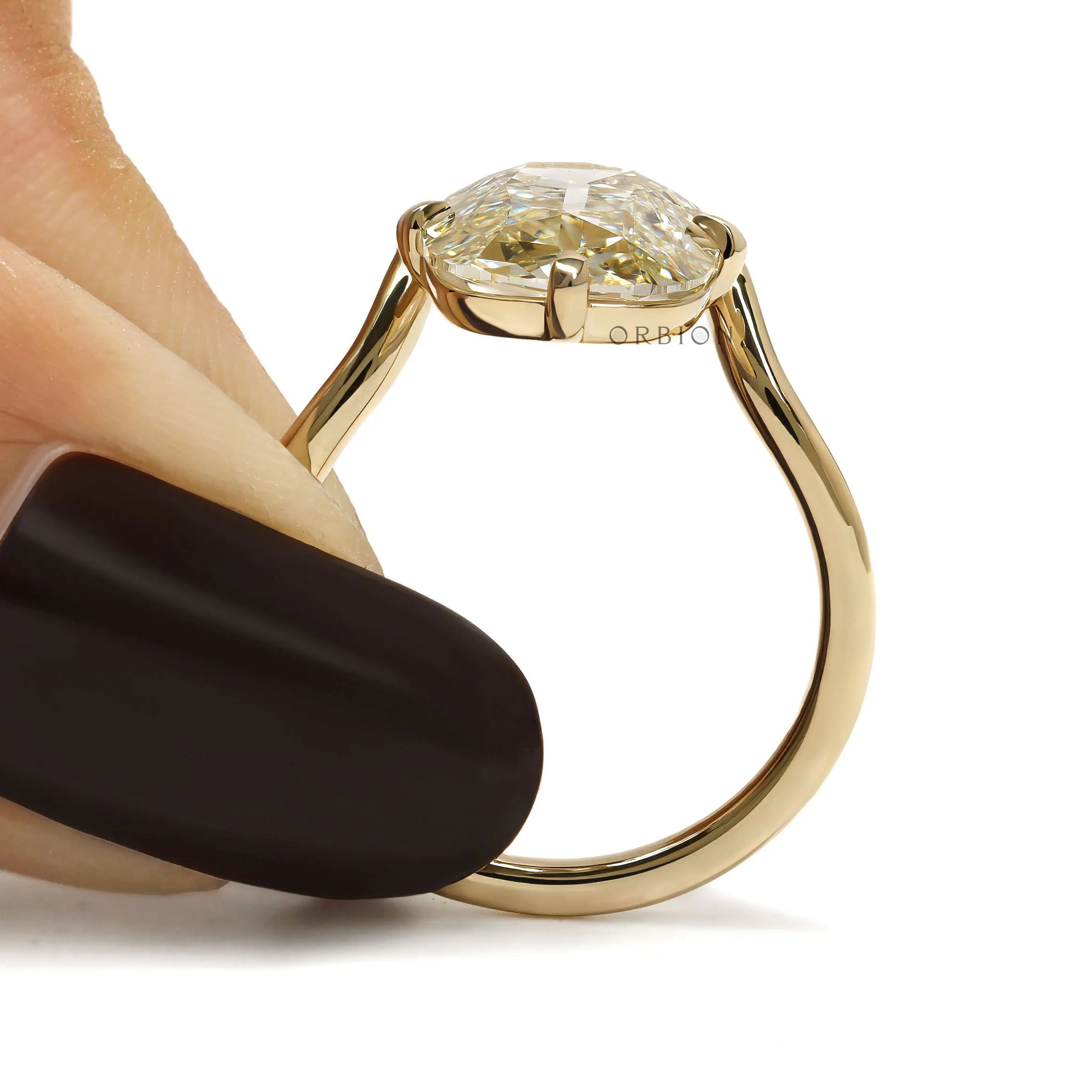 Lab Diamond Engagement Ring with Bypass Band and Compass Setting