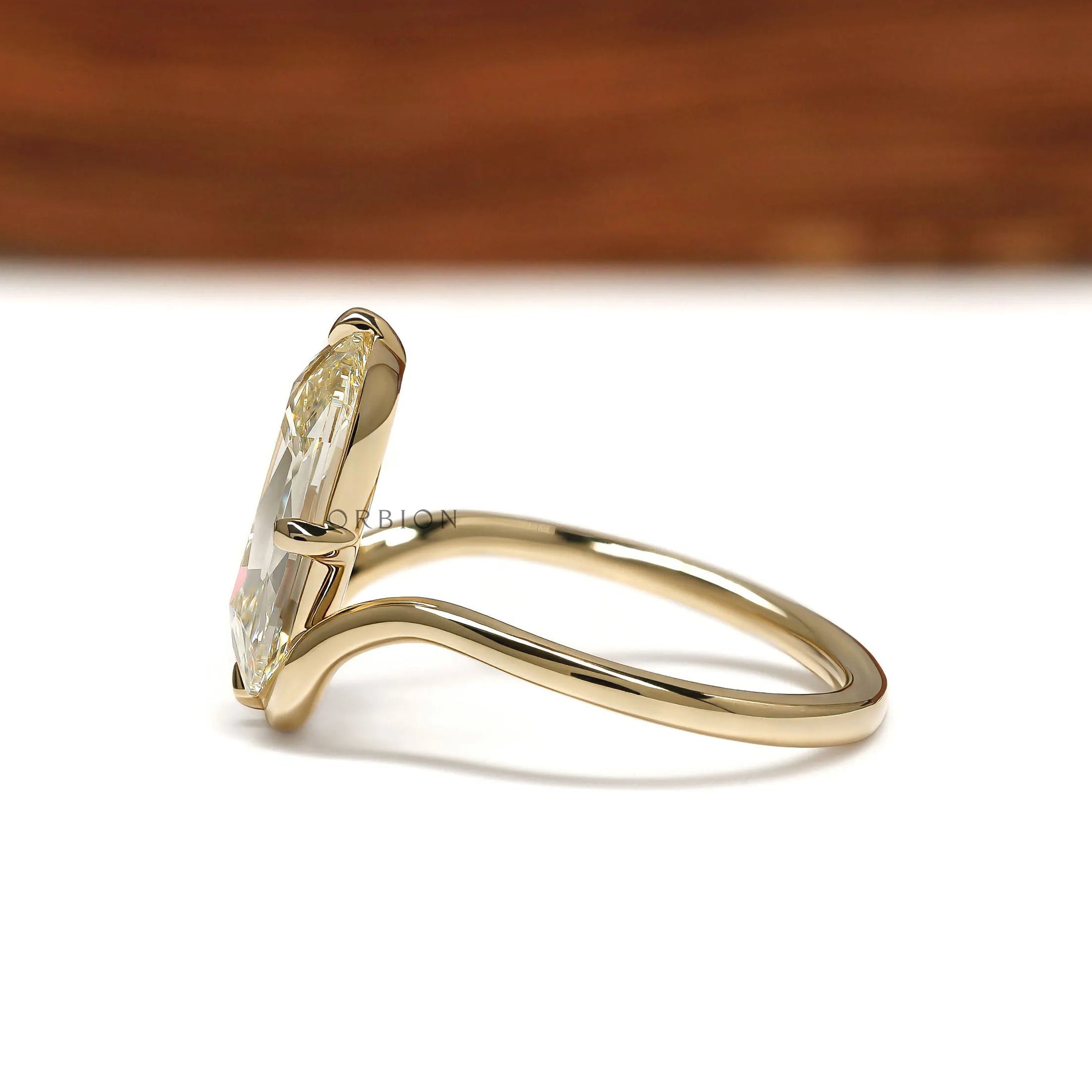 14k Yellow Gold Bypass Engagement Ring with Lab Diamond Center Stone
