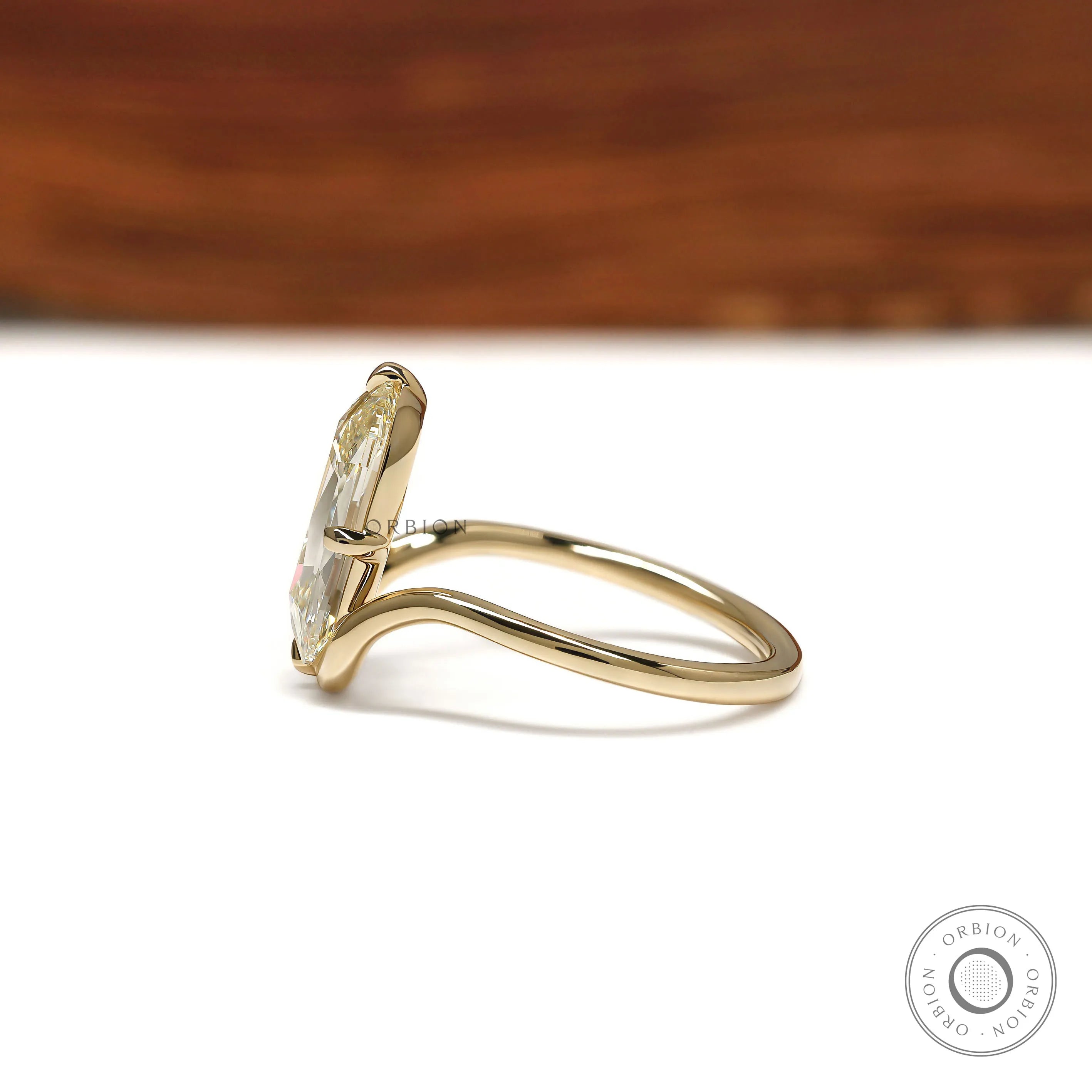 14k Yellow Gold Bypass Engagement Ring with Lab Diamond Center Stone
