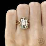 Elongated Cushion Lab Diamond Bypass Ring Set with Curved Matching Band in 14k Yellow Gold