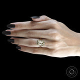 Curved Matching Band with Elongated Cushion Lab Diamond Bypass Ring