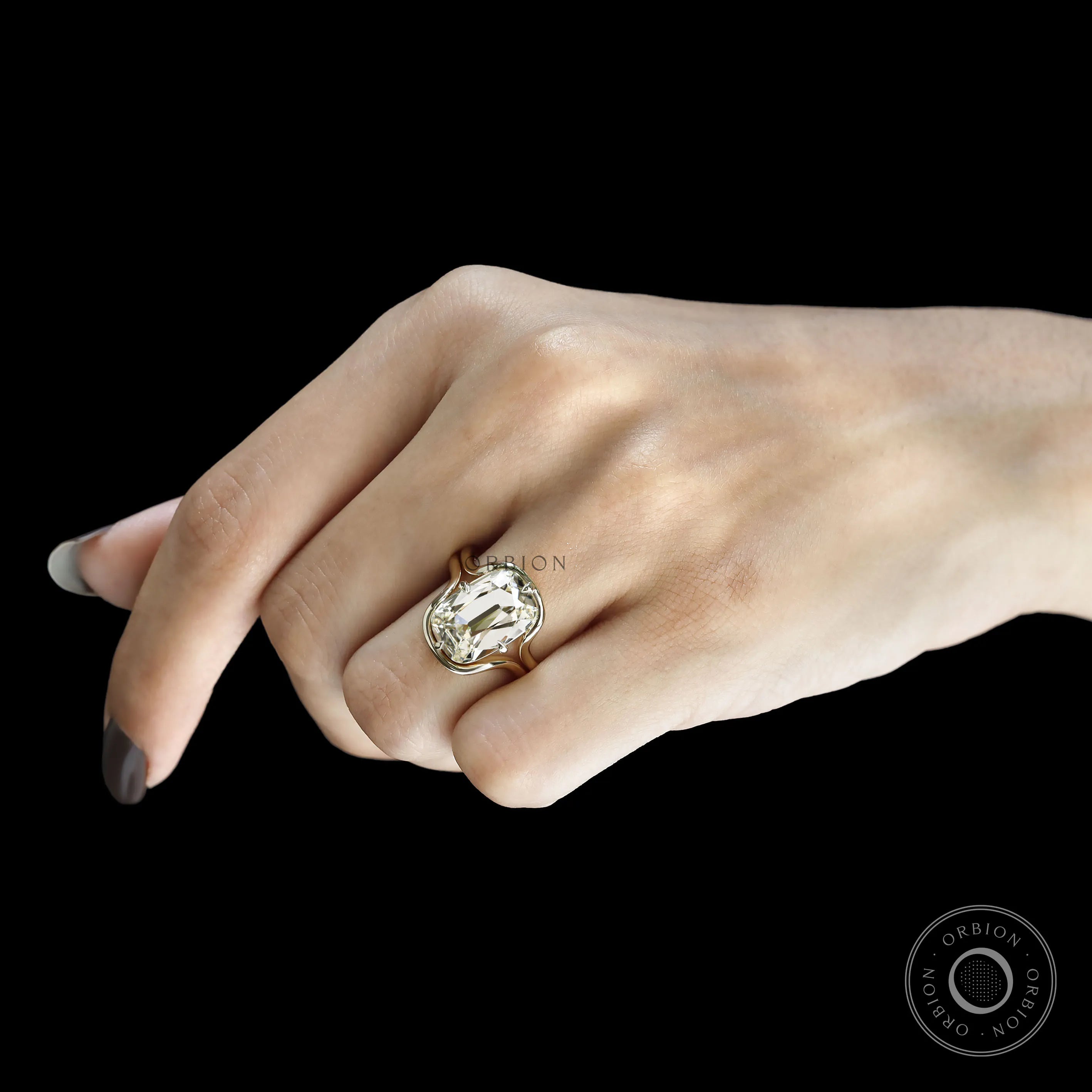 Statement Bypass Ring Set with 4 Ct Shallow Cut Lab Diamond