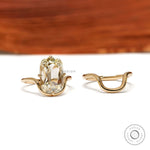 14k Yellow Gold Bypass Ring Set with Elongated Cushion Lab Diamond