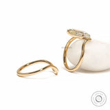 Modern Elongated Cushion Lab Diamond Ring Set with Curved Band