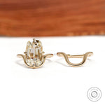 Elongated Cushion Lab Diamond Ring with Curved Matching Wedding Band