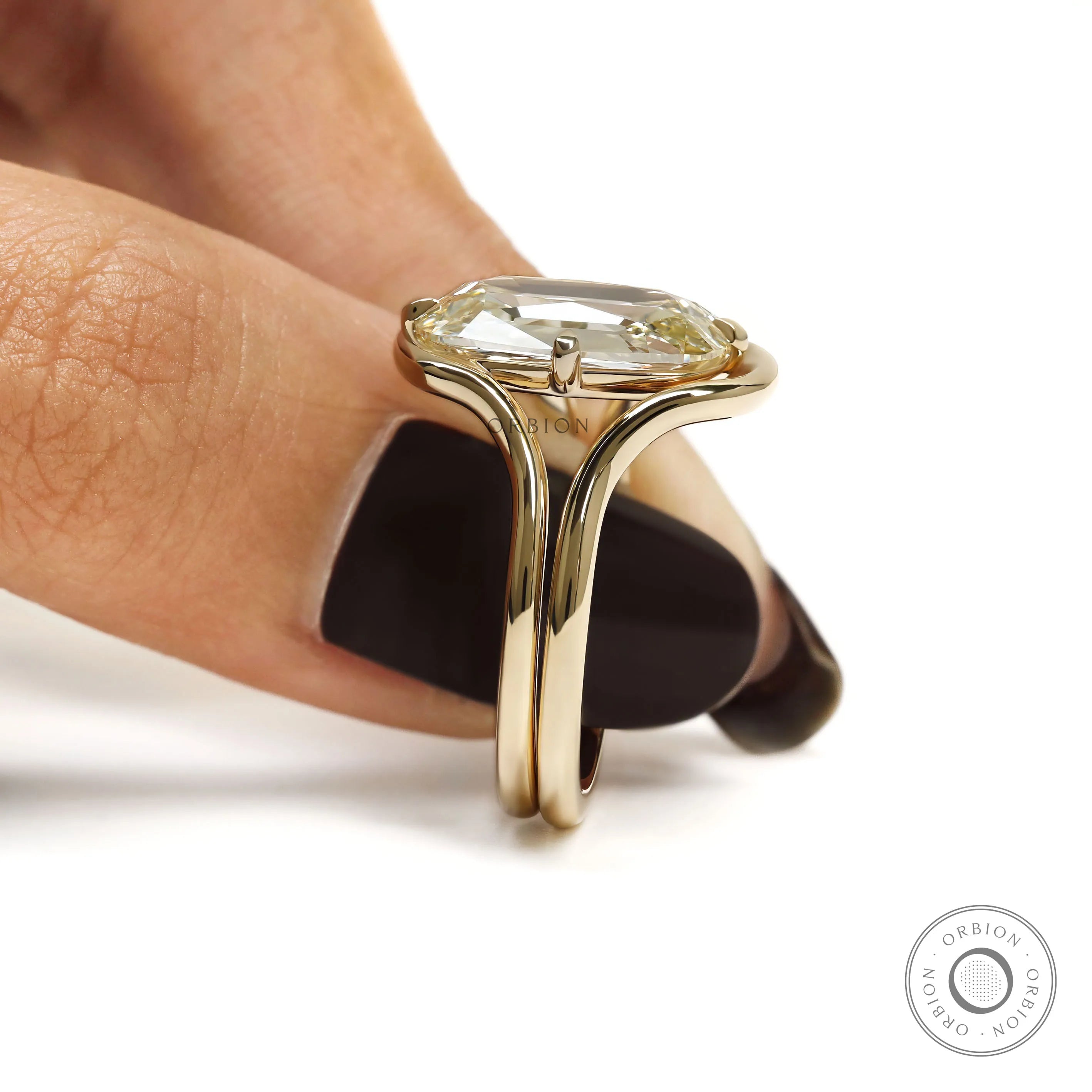 Elegant Elongated Cushion Lab Diamond Engagement and Wedding Ring Set
