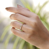 Elegant marquise lab diamond snake ring in 14k yellow gold
