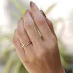 Lightweight minimalist snake ring with flush set lab diamond