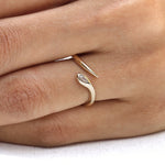 Stackable minimalist snake ring in 14k yellow gold with lab diamond