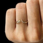 Yellow marquise lab diamond delicate snake ring 14k yellow gold