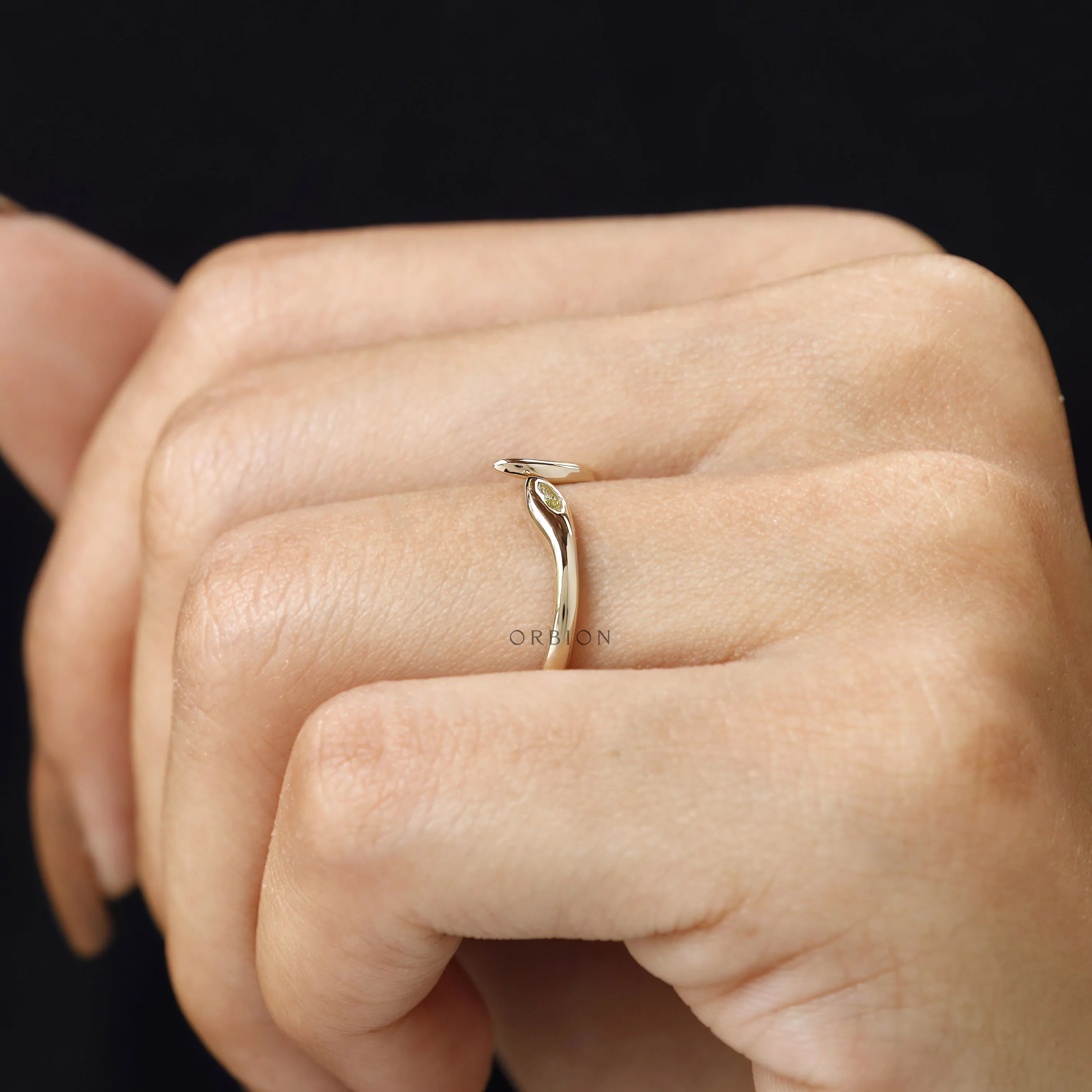 Unique gift for her featuring a yellow lab diamond snake ring in 14k gold