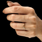 Handmade 14k gold snake ring for women with yellow diamond