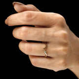 Handmade 14k gold snake ring for women with yellow diamond