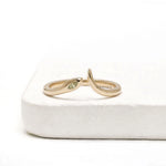 Dainty yellow lab diamond snake ring in 14k yellow gold for women