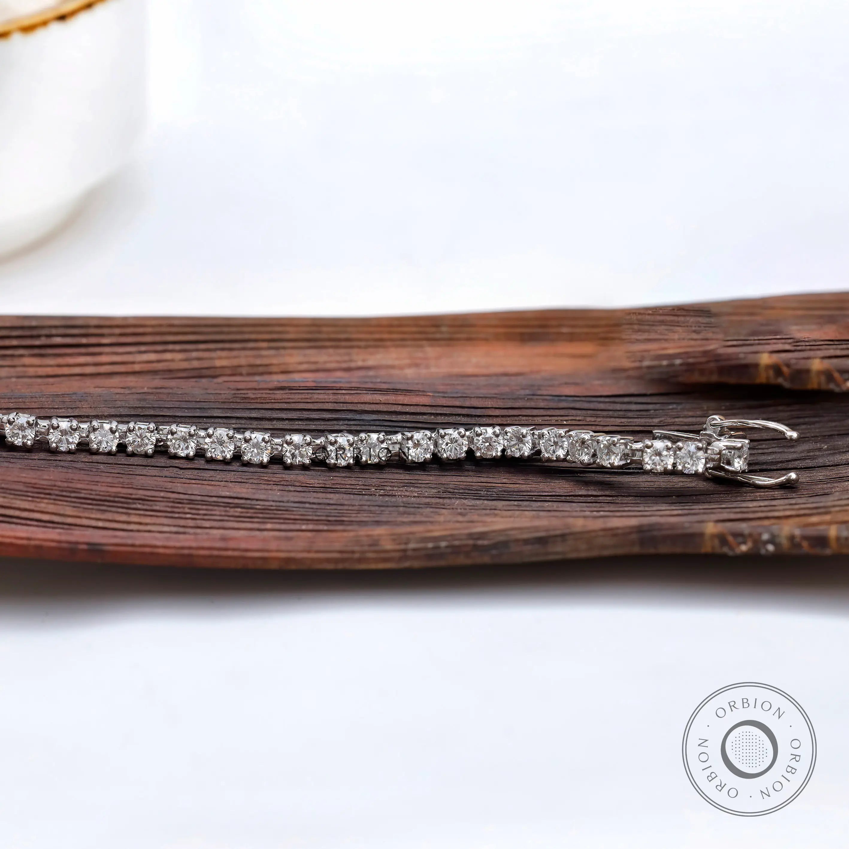 High polish white gold moissanite tennis bracelet
