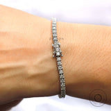 Luxury moissanite tennis bracelet clasp and setting detail