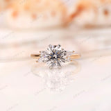 Round cut lab grown diamond cluster ring in dual tone gold front view