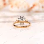 Close-up side angle of prong set cluster diamond arrangement