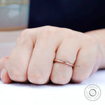 Close-up highlighting hammered facets on rose gold band