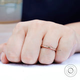 Close-up highlighting hammered facets on rose gold band