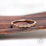Art Deco wedding band with fine milgrain detailing in rose gold, front view