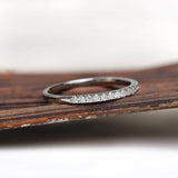 Minimalist Dainty Moissanite Half-Eternity Pave Wedding Band In 10K White Gold