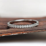 Minimalist Dainty Moissanite Half-Eternity Pave Wedding Band In 10K White Gold