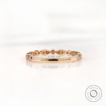 Open gallery marquise and round moissanite band showing smooth inner shank