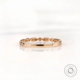 Open gallery marquise and round moissanite band showing smooth inner shank