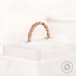 Side profile of geometric marquise and round band with vintage milgrain finish