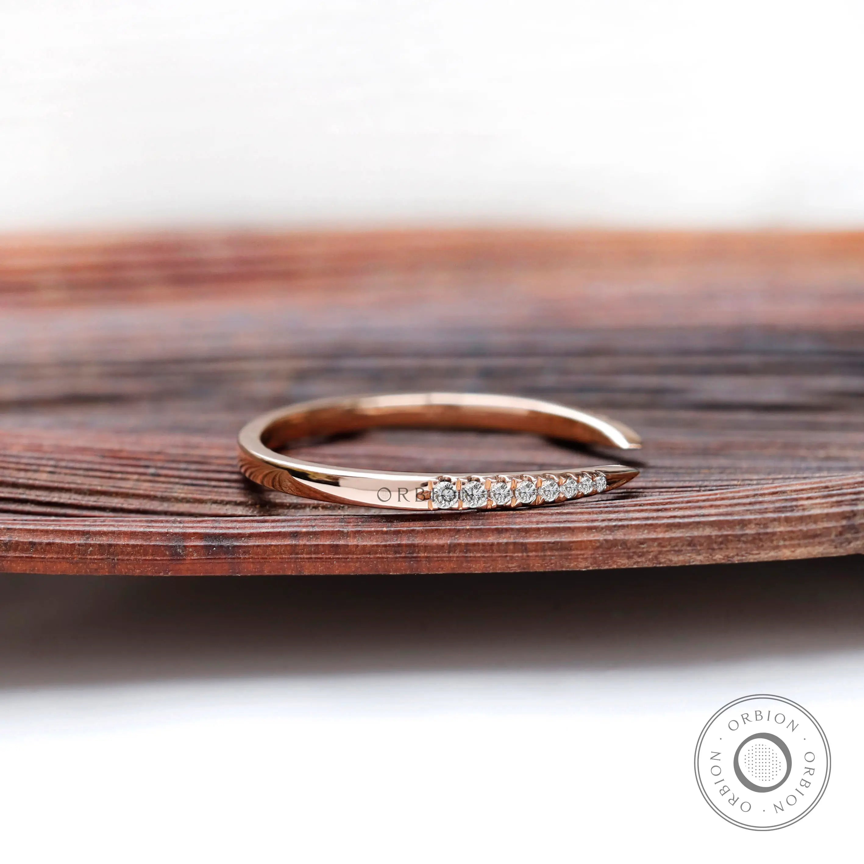 Minimalist open band ring with lab grown diamonds