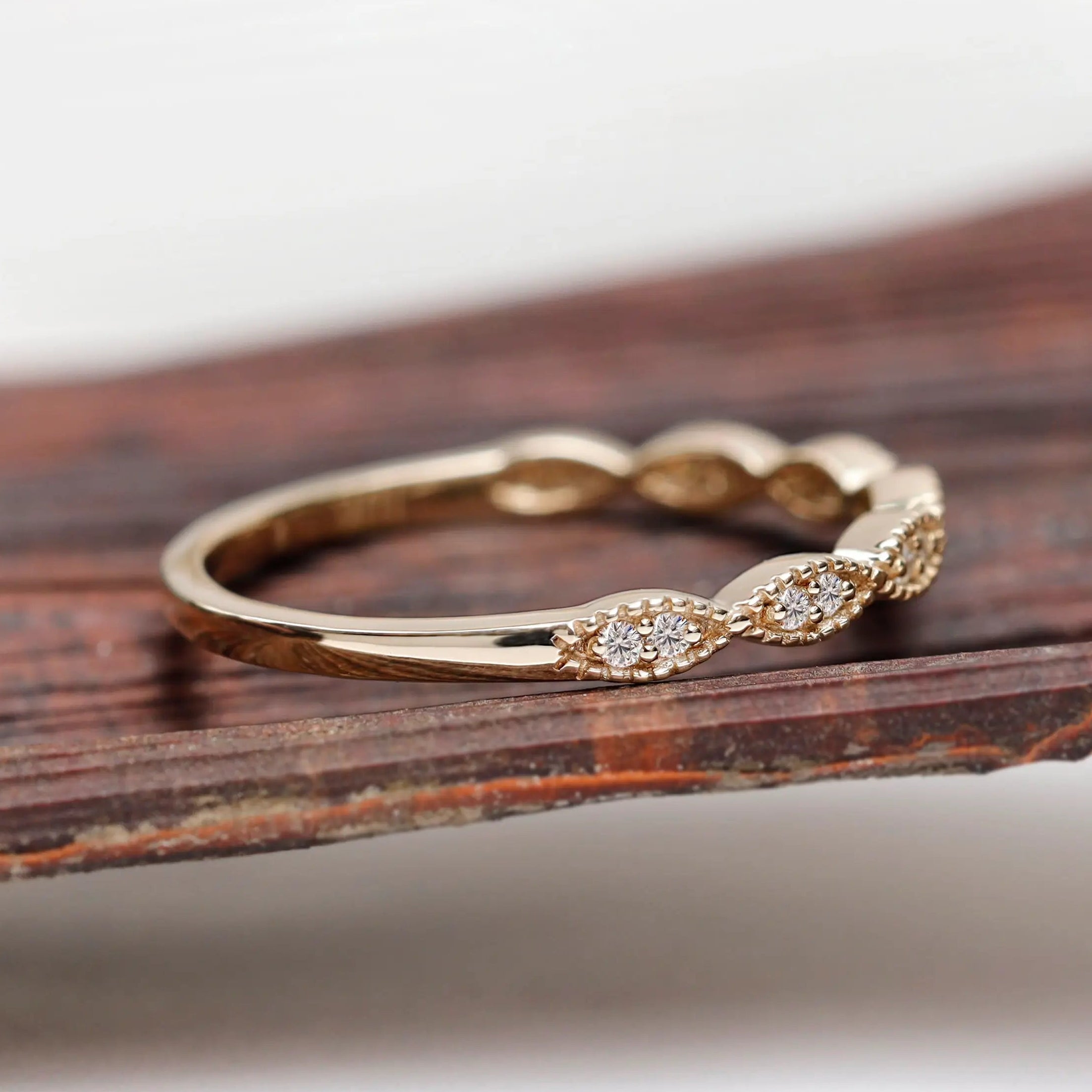 Top view showing marquise geometric milgrain pattern