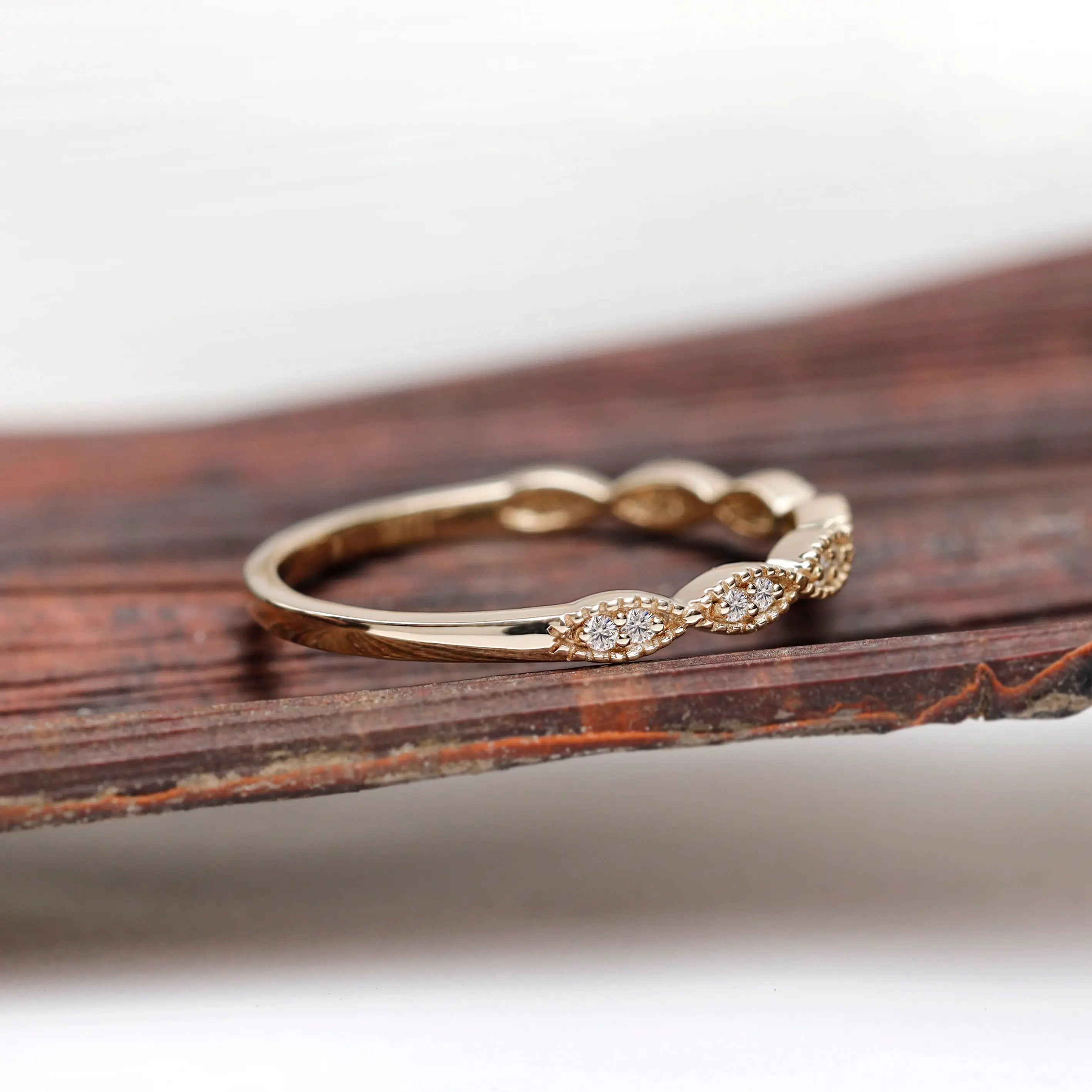 Top view showing marquise geometric milgrain pattern