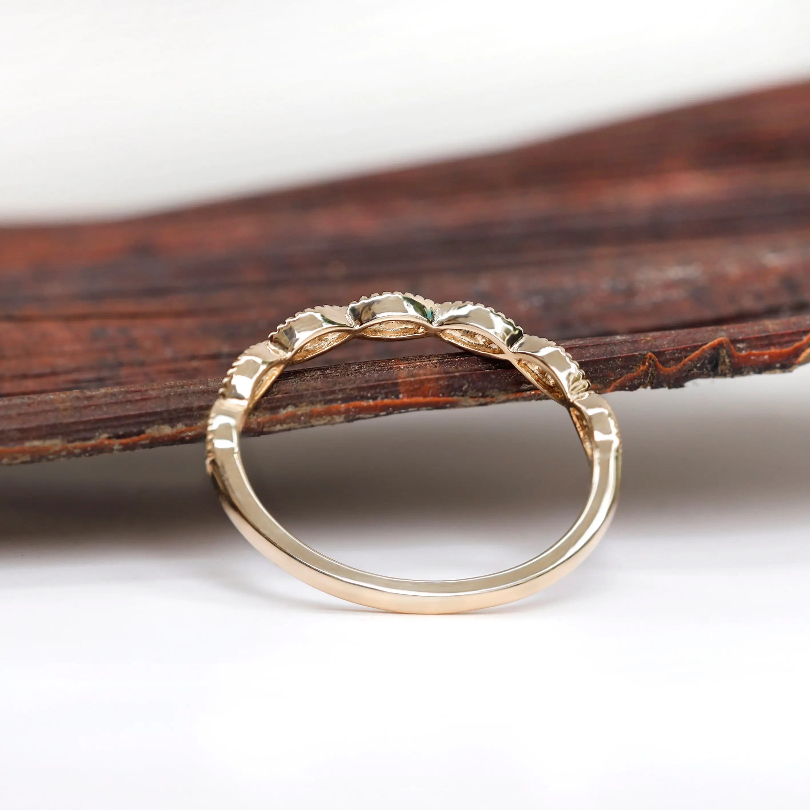 Top view showing marquise geometric milgrain pattern